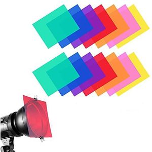 HUANLING 14 stuks kleurfilters, folie hittebestendig voor lampen, 29,7 x 21 cm kleurfolie gel, transparante gekleurde kleurenfilmfolie, kleurenfilter voor koplampen, foto, studio