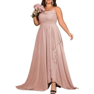 KURFACE Chiffon bruidsmeisjesjurk met split geplooide A-lijn bruidsmeisje formele avondjurk, Blush Roze, 32