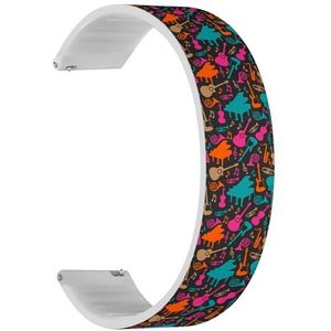 RYANUKA Solo Loop Strap compatibel met Amazfit GTR 2e / GTR 2 / GTR 3 Pro/GTR 3 / GTR 4 (muziekinstrumenten silhouetten), snelsluiting, 22 mm rekbare siliconen band, bandaccessoire, Siliconen, Geen