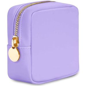 Dancour Grote nylon make-up tas reizen cosmetische tas organizer - grote make-up zakje tas met rits voor schoonheid en toiletartikelen - reizen toilettas voor vrouwen en meisjes - Preppy Patches