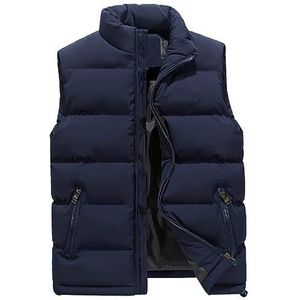 Mens Body Warmers Gilet Jas Vest Packable Ultralight Rits Zakken, Blauw, S/M