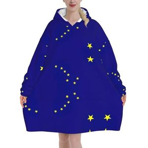 Oversized Alaska Staat Vlag Hoodies Vrouwen Uk Pluizige Deken Hoodie Sherpa Vrouwen Fleece Draagbare Deken Mannen
