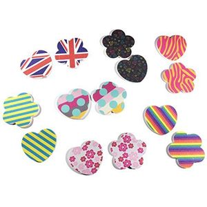 Nagelbuffers Harten & Bloem Kleurrijke Ontwerpen 6 Dozijn Bulk, Je Krijgt 9 Van Elk Ontwerp, Grutten Zijn 240 Aan De Ontwerpzijde & 600 Aan De Roze Zijde, Individueel Verpakt