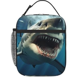 Haai mond print lunchtas voor vrouwen mannen geïsoleerde lunchbox herbruikbare lunchtassen lekvrije lunchbox grote capaciteit lunchcontainer tas voor werk, reizen, buiten