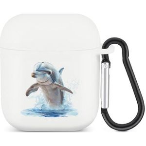Leuke Dolfijn Leuke Case Voor AirPods 2&1 Schokbestendige Beschermende Hoofdtelefoon Gevallen Cover Met Sleutelhanger Voor Mannen Vrouwen