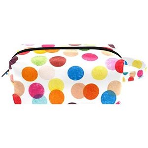 Make-up tas PU-leer,make-up tas voor op reis,Moderne kleurrijke stippen,Cosmetische organizer voor dames