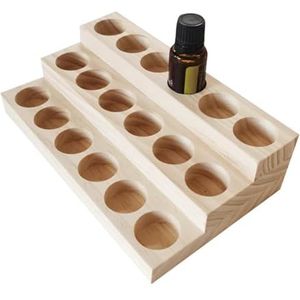 Oliedisplay Houten Rek - Essentiële Oliën en Nagellak Organizer | 3-Laags Hout 18 Flessen Etherische Olie Display Houder, Houten Opbergrek Voor Het Organiseren
