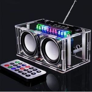 EIELE Multifunctionele bluetooth-luidspreker, FM-radio, AUX-weergave, TF-weergave, akoestische niveauweergave, tweekanaals luidspreker, soldeerset, transparante luidspreker