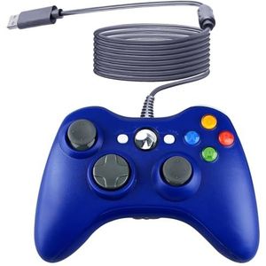 OSTENT Bedrade USB-controller Gamepad Joystick voor Microsoft Xbox 360 Console Windows PC Laptop Computer Videogame, Kleur Blauw