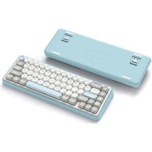 QPSJXN Afdichtingsmontage, RGB, draadloos, mechanisch toetsenbord met 3 modi, romig roze, hot swap, gamer, toetsenbordvenster en (blauwgrijs)