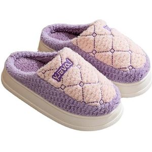 Slippers van traagschuim Comfortabele pluche pantoffels Antislip Lichtgewicht warme winter pantoffels Zachte katoenen pantoffels (Color : Purple, Size : 36-37/24cm)