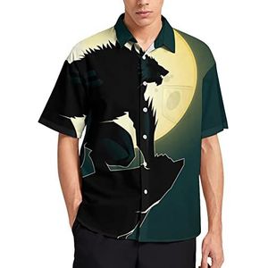 Weerwolf Full Moon Hawaiiaans shirt voor mannen zomer strand casual korte mouw button down shirts met zak