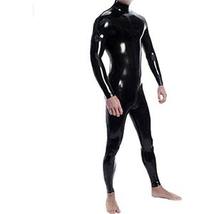 WNRLL Schouders Rits Heren Full body Design Sexy Latex Strakke Jumpsuit Rubber Catsuit met Kruis Zip,XL