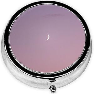 Roze Hemel en Maan Gedrukt Pil Doos, Mini Kleine Pil Case Draagbare Geneeskunde Pil Organizer Reizen Pil Doos met 3 Component
