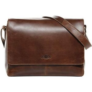 SID & VAIN Laptoptas Messenger Bag echt leer Spencer XL grote zakelijke tas 15 inch laptop schoudertas laptopvak leren tas heren bruin