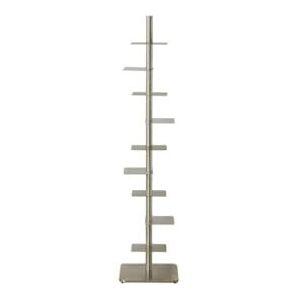 WUJIHE Boekenplank met 9 niveaus, verticale toren voor boeken voor kleine ruimtes, metalen boekenkast, smalle ladderboekenkast, multifunctioneel opbergrek, display boekenplank voor thuiskantoor