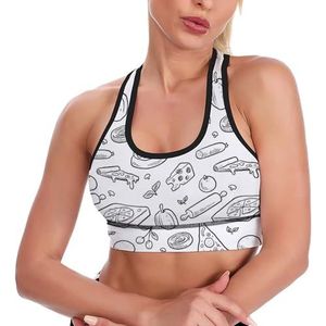 Pizza Tanktop voor dames, sportbeha, yoga-trainingsvest, atletische bh's