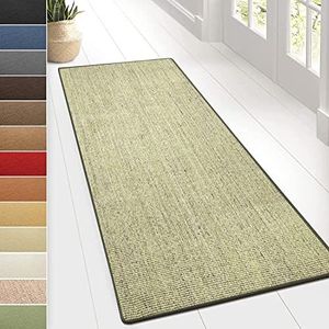 KARAT Sisal Tapijt - Tapijtloper 80 cm breed - natuurlijke vezels loper - tapijt voor woonkamer, hal, slaapkamer - sisal tapijt Sylt (80 x 200 cm, groen)