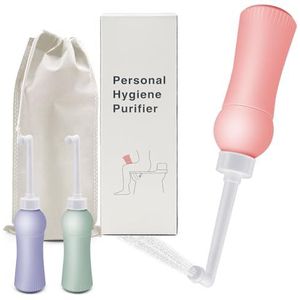 500 ml Po douche met reisetui, intrekbaar draagbaar bidet voor reizen en thuis, vervangt vochtige doekjes, bespaart toiletpapier, hygiënische intieme douche, kontdouche voor vrouw, weekbed, roze, 500