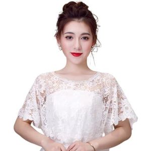 SamHeng Vrouwen Kant Cape voor Bruid, Elegante Geborduurde Bloem Bolero Sjaal Wrap Schouder Cover-Up Bruiloft Capelets voor Formele Avondjurk Bruid Bruidsmeisjes Lady Proms Party Kostuum, Wit, AS