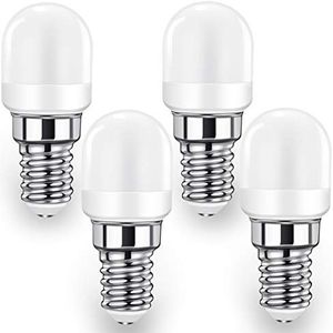 Led-koelkastlamp, E14, 2 W, vervanging voor 20 W-25 W halogeenlampen, koudwit 6000 K, 140 lm, voor koelkast, afzuigkap, 4 stuks