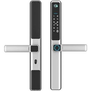 Smart Lock Elektronische vingerafdruk deurgreep Sleutelloos Buiten Waterdicht Aluminium Schuifdeur for Thuis(Silver)