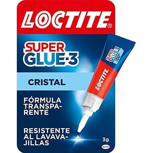 Loctite Super Glue-3 glaslijm, waterbestendig, secondelijm speciaal voor glaskristallen, transparante en extra sterke lijm, 1 x 3 g
