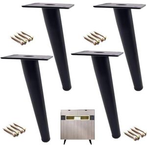 4-delige metalen meubeltafelpoten, taps toelopende salontafelvervangingspoten, doe-het-zelf bankpoten met schroeven(Color:Inclined,Size:70cm)