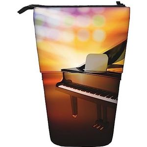 Musical Theater Potlood Case Telescopische Make-up Tas Pop Up Office Organizer Box Staande Pen Houder Cosmetica Tas Met Ritssluiting, Zwart, Eén maat