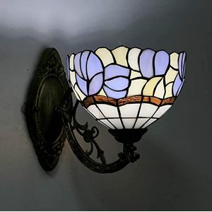 Tiffany Stijl Wandlamp, 20cm Gekleurd Glas LED Wandlamp, Metalen Nachtkastlamp Voor Slaapkamer, Badkamer, Gang Decoratie