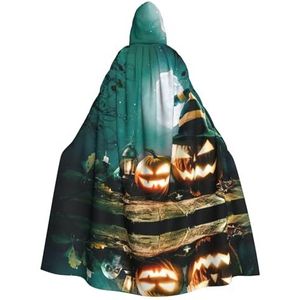 Bxzpzplj Halloween Pompoen 2 Womens Mens volledige lengte carnaval cape met capuchon cosplay kostuums mantel, 185 cm