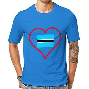 I Love Botswana rood hart heren korte mouw grafisch T-shirt ronde hals print casual tee tops 3XL