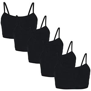 TupTam Meisjes Bustier met Spaghettibandjes 5-Pack, Zwart, 158-164
