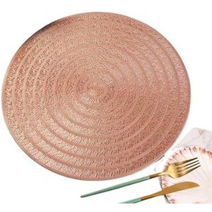 voor de tafel, voor de mat Placemats Placemats for eettafel set van 2, gemakkelijk schoon te maken, antislip, hittewasbaar keukendinermatten ronde decoratieve tafelmatten(Rose Gold)