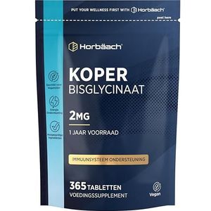 Chelated Copper 2mg | 365 Veganistisch Tabletten | Gechelateerd Koper Vitamine | 1 Jaar Levering | Horbaach