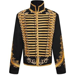 Ro Rox Adam Jacket Militaire marcherende band voor heren Drummer Music Festival Parade - Zwart en goud (L)