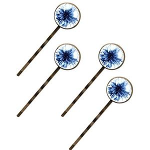 Aquarel Blauw Dromerige Madeliefje Bloemenprint Haar Clips Voor Vrouwen Meisjes, 4 Pack Haar Haarspeldjes Bobby Pins Haarspelden Accessoires Geschenken