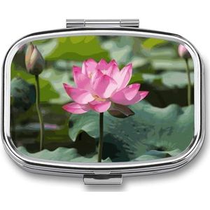 Lotu Bloemen Pillendoos Pil Case Leuke Pil Organizer Pil Houder Geneeskunde Pil Organizer Pil Container Dagelijkse Pil Organizer Kleine Pillendoos Pil Case voor Portemonnee Pocket