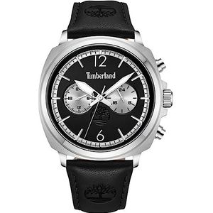 Timberland Williston Mens analoog quartz horloge met lederen armband TDWGF0028202, Zwart, Quartz horloge