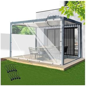 Doorzichtige dekzeilen voor buiten, waterdichte zijpanelen met oogjes, kunststof zeil voor patio, pergola, veranda, tuinhuisjes, aanpasbare maat (4 x 4,5 m)