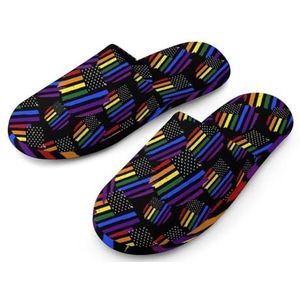 Gay LGBT Trots Regenboog Vlag Volledige Print Heren Slippers Warme Anti-Slip Rubber Zool Huis Schoenen Voor Indoor Hotel