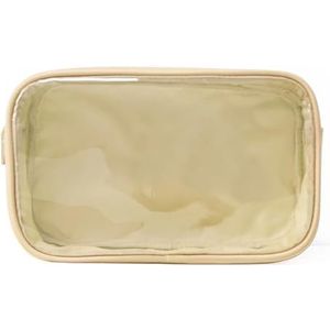 PVC transparante tas duidelijk reizen opslag organisator make-up cosmetische tas zakjes transparante waterdichte toilettas doorzichtige draagtas (kleur: beige, maat: L)