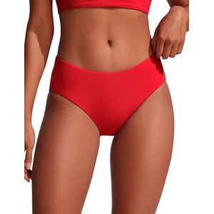 CRZ YOGA Bikinibroekjes voor dames, halfhoge taille, volledige bedekking, badpak, basic zwembroekjes Diep rood S