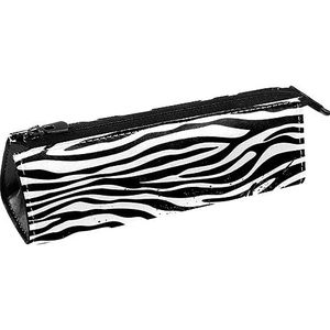 Zwarte Walvis op Zebra Prints Pen Tas Briefpapier Pouch Potlood Tas Cosmetische Pouch Tas Compacte Rits Tas, Meerkleurig, 5.5 ×6 ×20CM/2.2x2.4x7.9 in, Tas Organizer