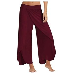 FOVAOK Dansbroek Dames Chiffon Losse Voeten Dansen Wide-Legged Turnpakje Latijn Yoga Praktijk Hoge Taille Lange Broek Zachte Thuis Broek, 01, XL