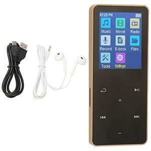 Muziekspeler, HiFi Loseless Lange Batterijduur MP3 MP4-speler 128 GB Uitbreidbaar Multifunctioneel 1,8 Inch Touchscreen Lichtgewicht 5.0 voor Sport (Goud)