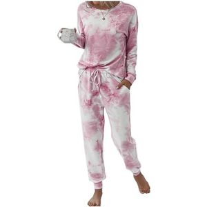 Womens Tie-dye Trainingspak Lange Mouw Sweatshirt Loungewear Pyjama Casual Sport Suits Ronde Hals Pullover Elastische Broek Herfst Winter - multi - 3XL