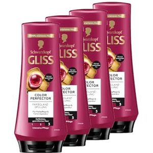 Gliss Colour Perfector Conditioner (4 x 200 ml), conditioner met hyaluroncomplex & cranberry-extract voor highlights en gekleurd haar biedt kleurbescherming en stralende kleurglans