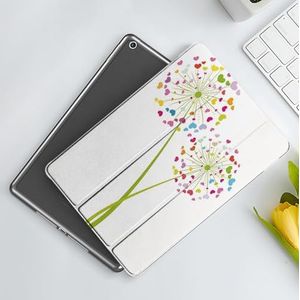 CONERY Hoesje compatibel iPad 10,2 inch (9e/8e/7e generatie) bloemen, lente paardebloem bloem met hartvormige kleurrijke bloemblaadjes romantiek Valentijnsdag ontwerp, multi, slim slim magnetisch