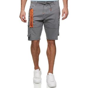 Indicode Heren INArnold Cargo Shorts | Korte broek met 6 zakken en trekkoord Pewter M